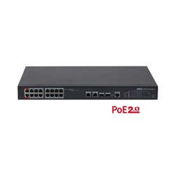 Dahua 18 Port Layer 2 Managed Network Switch with 16 PoE Ports, 2 Gigabit Uplink Ports plus 2 SFP Ports - DH-PFS4218-16ET-190-V3