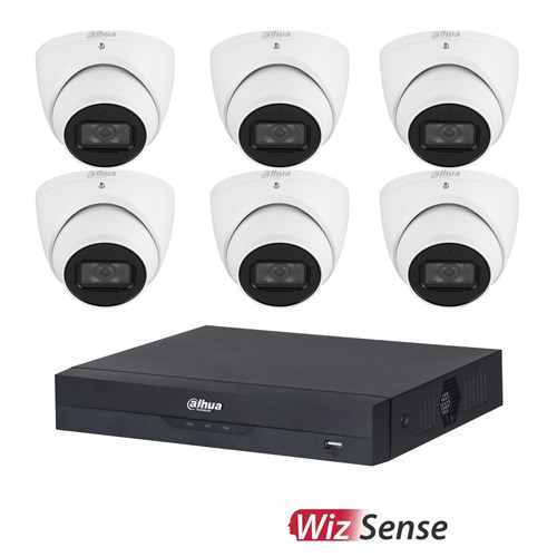 Dahua WizSense 8 Channel Camera Kit including 6x 6MP Eyeball Fixed Lens Cameras with 4TB HDD