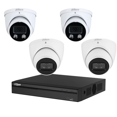 Dahua WizSense 8 Channel Camera Kit including 2x 6MP Eyeball Fixed Lens Cameras and 2x 6MP TIOC Eyeball