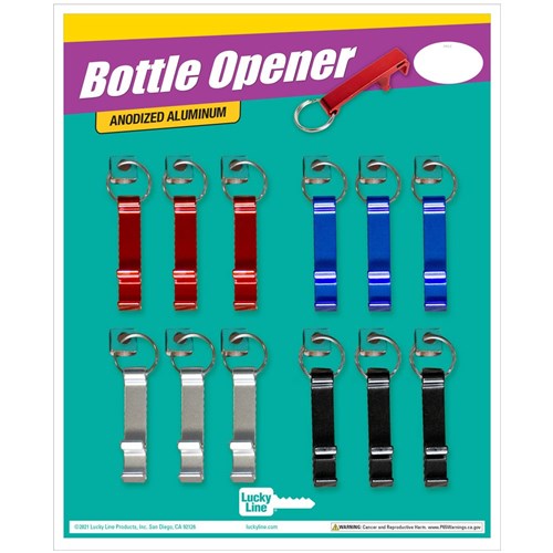 Lucky Line Bottle Opener and Phone Stand Key Ring with Split Ring in Assorted Colours Card of 12 - 87712