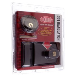 Lockwood 001 Double Cylinder Deadlatch with Knob and Timber Frame Strike in Brown Display Pack - 001-1K1MBRNDP