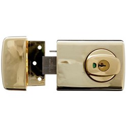 Lockwood 001 Double Cylinder Deadlatch with Knob and Timber Frame Strike in Everbrass - 001-1K1EVB