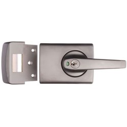 Lockwood 001 Double Cylinder Deadlatch with Lever and Timber Frame Strike in Satin Chrome - 001-1L1SP