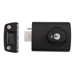 Lockwood 001 Double Cylinder Deadlatch with Knob and Metal Frame Strike in Black - 001-3K1MBK