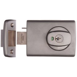 Lockwood 001 Double Cylinder Deadlatch with Knob and Timber Frame Open Out Strike in Satin Chrome - 001-4K1SC