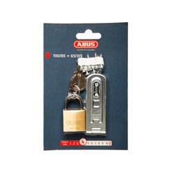 ABUS HASP & STAPLE & PADLOCK  100/80 PLUS 65/30 CARDED