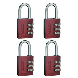 ABUS P/LOCK 145/20 RED DP ALUM BODY 3 WHEEL COMBO Pkt=4