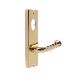 Lockwood Furniture Square End Plate Visible Fix with Cylinder Hole and 70 Lever Polished Brass - 1901/70PB