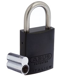 ABUS P/LOCK 83ALIB/40 BLK L/PLUG with 25MM SS SHACKLE