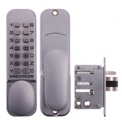 Borg Mechanical Digital Door Lock with Knob Holdback and 28mm Mortice Latch Satin Chrome - BL2202SC