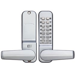 Borg Mechanical Digital Door Lock with Lever and Holdback Satin Chrome - BL2301SC