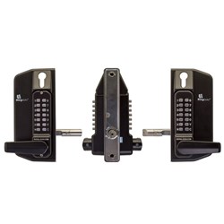 Borg Mechanical Digital Gate Lock with Anti Climb Case Lever Back to Back Easicode Pro Keypads and Euro Cylinder Key Override Marine Grade Black - BL3430DKOMGPROECP