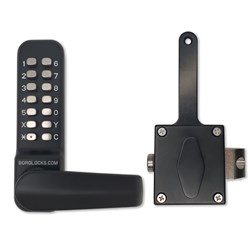 Borg Digital Lock ECP Keypad & Lever with Rim Fixed Slam Latch & Concealed Fix Strike Marine Grade Black - BL4409MGPROECP