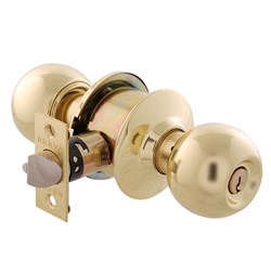 BRAVA Urban Cylindrical Glass Door Knob Set LW4 Profile KD with Adjustable 60/70mm Backset Polished Brass - BRC3703B