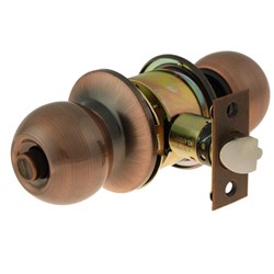 BRAVA Urban Cylindrical Knob Set Entrance LW4 Profile KD with Adjustable 60/70mm Backset Antique Copper - BRC3900B