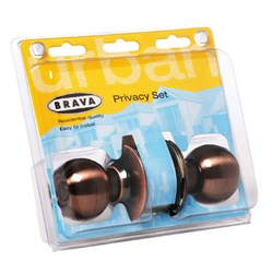 BRAVA Urban Cylindrical Knob Set Privacy Adjustable 60/70mm Backset Antique Copper Display Pack - BRC3910DP