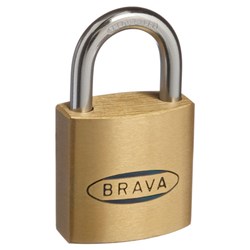 BRAVA 30mm Padlock KA1 1441 Brass with Steel Shackle - BRP30KA1