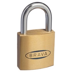 BRAVA 35mm Padlock KA4 32324 Brass with Steel Shackle - BRP35KA4