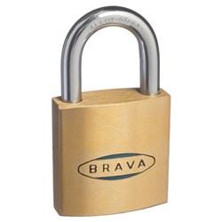 BRAVA 40mm Padlock KA2 245343 Brass with Steel Shackle - BRP40KA2