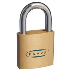 BRAVA 50mm Padlock KA3 321354 Brass with Steel Shackle - BRP50KA3