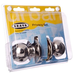 BRAVA Urban Tiebolt Privacy Knob Set Adjustable 60/70mm Backset Polished Stainless Display Pack - BRT3310DP