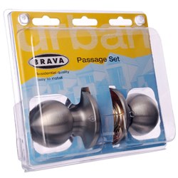 BRAVA Urban Tiebolt Knob Set Passage Adjustable 60/70mm Backset Satin Stainless Steel Display Pack - BRT3630DP