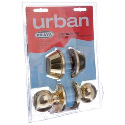 BRAVA Urban Combo Deadbolt and Knob Set LW4 Polished Brass Display Pack BRT3732DP - BRT3732DP