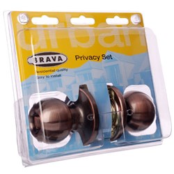 BRAVA Urban Tiebolt Privacy Knob Set Adjustable 60/70mm Backset Antique Copper Display Pack BRT3910DP - BRT3910DP