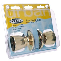 BRAVA Urban Tiebolt Tulip Entrance Knob Set LW4 Profile KD with Adjustable 60/70mm Backset Polished Brass Display Pack BRT6700DP - BRT6700DP