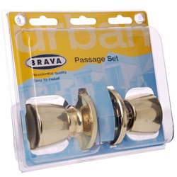 BRAVA Urban Tiebolt Tulip Passage Knob Set Adjustable 60/70mm Backset Polished Brass Display Pack BRT6730DP - BRT6730DP