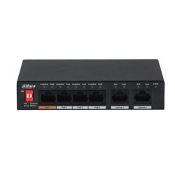 DAHUA 6-PORT ETHERNET UNMANAGED DESKTOP SWITCH,4-PORT POE, 2 UPLINK ETHERNET PORTS,60W,3YR (DH-PFS3006-4ET-60-V2)