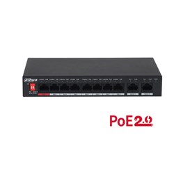 DAHUA 10-PORT ETHERNET UNMANAGED DESKTOP SWITCH, 8-PORT POE, 2 UPLINK GIGABIT PORTS,96W,3Y (DH-PFS3010-8ET-96-V2)