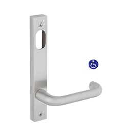 Dormakaba Furniture Narrow Square End Plate Visible Fix with Cylinder Hole and Noosa Lever SSS - 6401/30 SSS