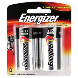 Energizer D 1.5V Alkaline Battery Standard Pack of 2 - E000040500