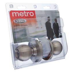 BRAVA Metro EA Series Entrance Knob Set 60mm Backset SS Display Pack - EA3000SS60DP