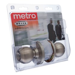 BRAVA Metro EA Series Entrance Knob Set 70mm Backset SS Display Pack - EA3000SS70DP