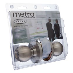 BRAVA Metro EA Series Storeroom Knob Set 70mm Backset SS Display Pack - EA3062SS70DP