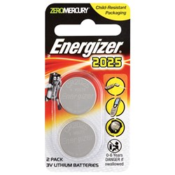 Energizer CR2025 3V Coin Cell Lithium Battery Pack of 2 - E303804100