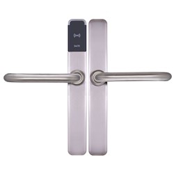 SALTO XS4 ONE Escutcheon with U Handles, HSE, BLE and Mifare DESfire, 7.6mm Spindle, Stainless Steel Finish with Black Reader suit 42-47mm Door, For Indoor Use.
