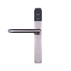 SALTO XS4 ONE Half Escutcheon with Z Handles, HSE, BLE and Mifare DESfire, 8mm Spindle, Stainless Steel Finish with Black Reader suit Panic Bar, For Outdoor Use.