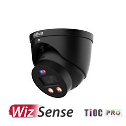 Dahua WizSense Series 6MP Black TiOC Pro 3.0 Active Deterrence Eyeball Network Camera with 2.8mm Fixed Lens, WizColor Technology, IP67 - DH-IPC-HDW3649H-AS-PV-PRO-BLK