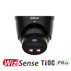 Dahua WizSense Series 8MP Black TiOC Pro 3.0 Active Deterrence Eyeball Network Camera with 2.8mm Fixed Lens, WizColor Technology, IP67 - DH-IPC-HDW3849H-AS-PV-PRO-BLK