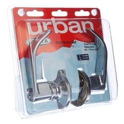 BRAVA Urban LN Series Tiebolt Entrance Lever Set LW4 Profile KD Adjustable 60/70mm Backset Chrome Plate Display Pack - LN200B