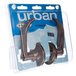 BRAVA Urban LN Series Tiebolt Privacy Lever Set Adjustable 60/70mm Backset Antique Copper Display Pack - LN901DP