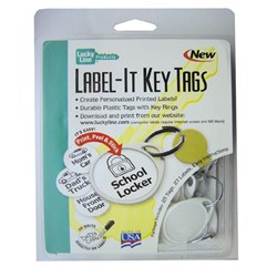 Lucky Line Label-It Keytag with Label and Ring in White Packet of 25 - 25129