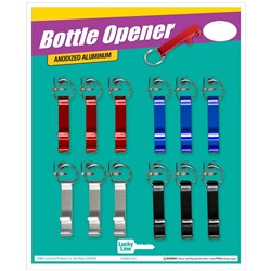 Lucky Line Bottle Opener and Phone Stand Key Ring with Split Ring in Assorted Colours Card of 12 - 87712