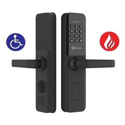 McGrath Bardon Digital Lock With Raised Buttons and DDA Compliant Handles, Black Finish, Mortice Lock Not Included