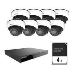 Milesight 8 Channel Camera Kit including 8x 5MP Mini Dome Fixed Lens Cameras and 4TB HDD