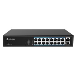 Milesight 16 Port Unmanaged Network Switch with 16 PoE Ports plus 2 Uplink Ports - MS-S0216-GL