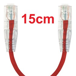 Neptune Cat6 Ultra-Thin Patch Lead, 15cm, Red